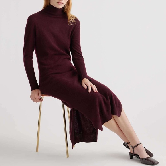 NWT Quince Mongolian Cashmere Turtleneck Midi Sweater Dress Rich Burgundy NWT Quince Mongolian Cashmere Turtleneck Midi Sweater Dress Rich Burgundy